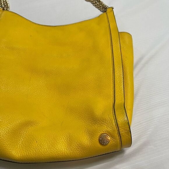 Michael Kors Newbury Yellow Pebbled Leather Shoulder Bag Purse Handbag - Picture 12 of 15